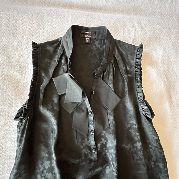 Sleeveless Silk Blouse, Size XS, Black - Picture 4 of 14